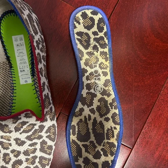 Rothy's Leopard Print loafers with Red and Blue Trim - Picture 6 of 10